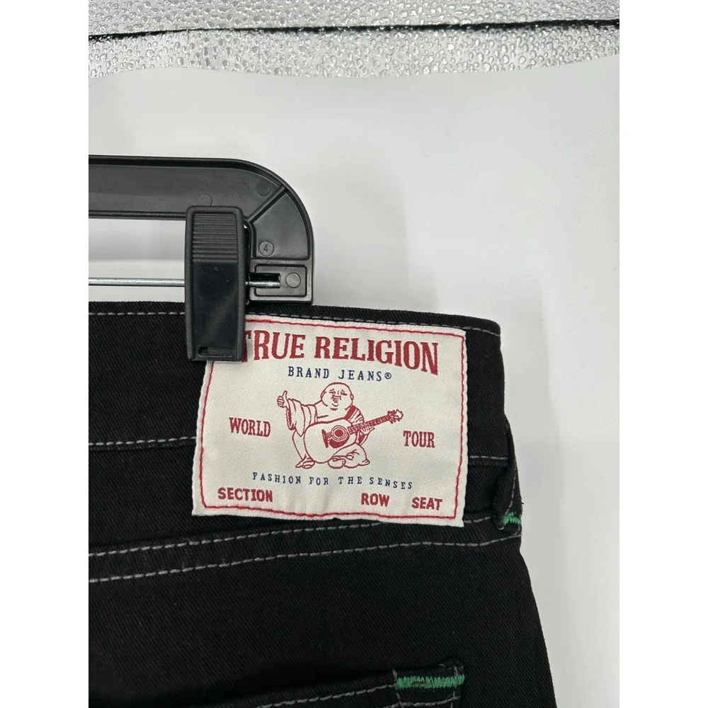 True Religion Ricky‎ Straight Jeans Men's 36x34 Black Denim Relaxed Fit Stretch